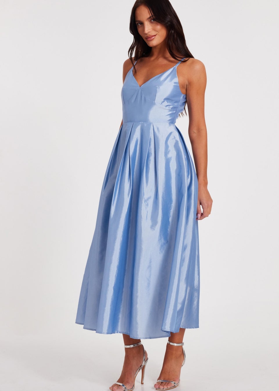 Quiz Blue Taffeta Midaxi Dress