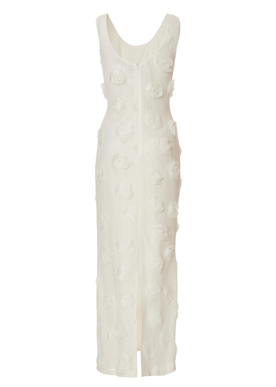 Quiz White Knitted Floral Midaxi Dress