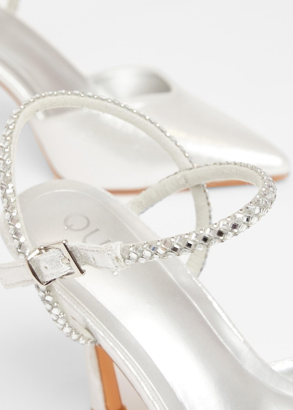 Quiz Silver Diamante Strap Court Heels