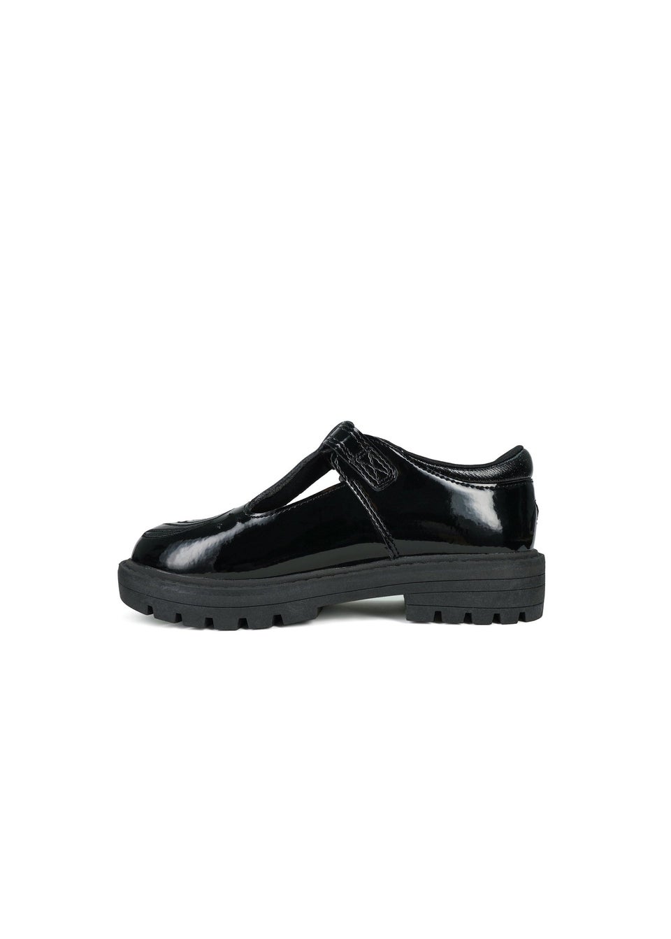 ToeZone Girls Black Luna Patent Unicorn Buckle School Shoe