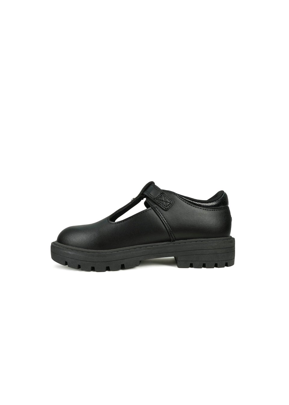 ToeZone Girls Black Mila Vegan Star Buckle School Shoe