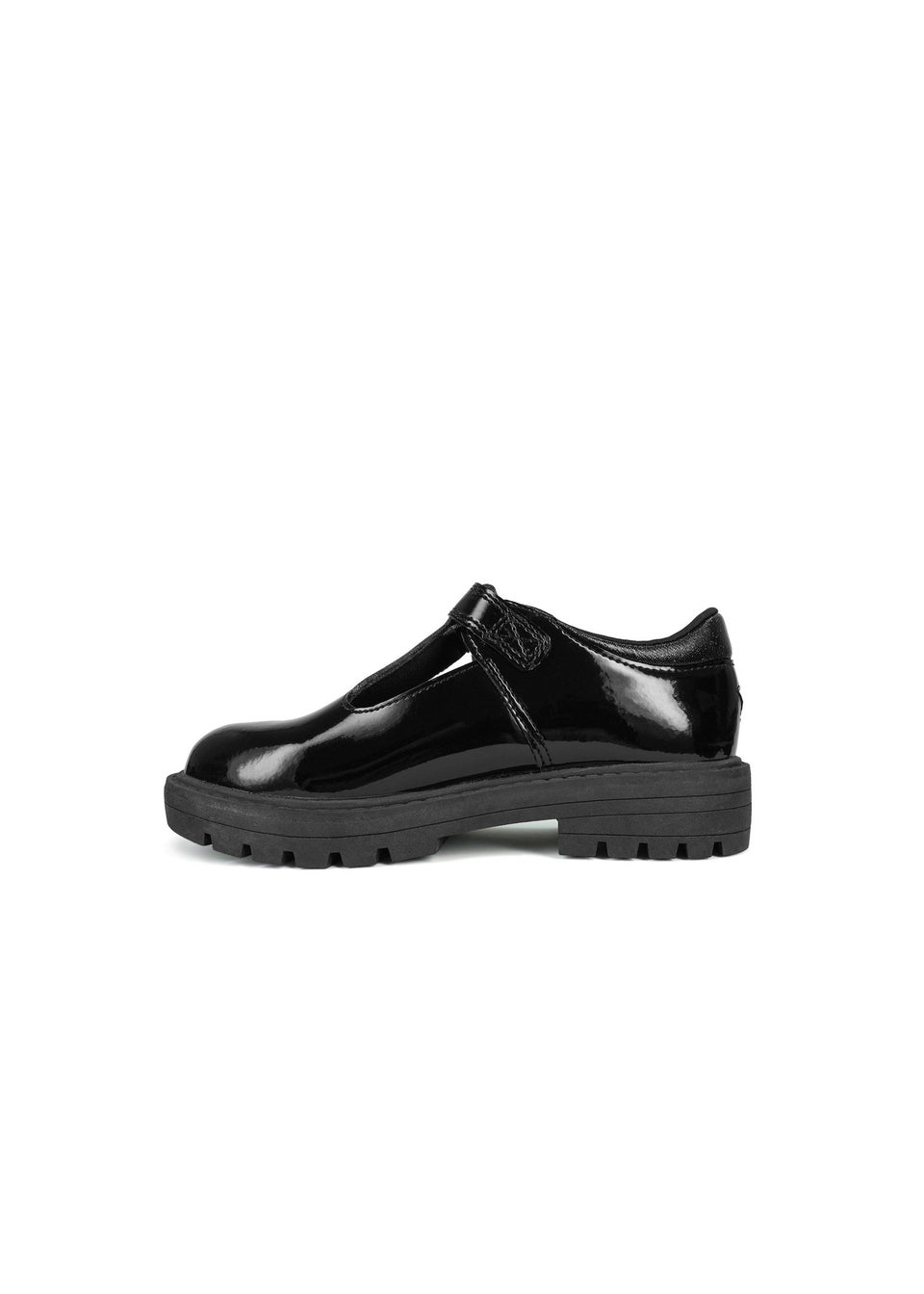 ToeZone Girls Black Olivia Patent Star Buckle School Shoe