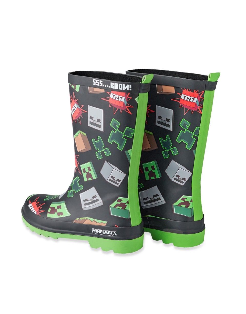 Minecraft Kids Black Character Icon Wellies (11 Younger - 3 Older)