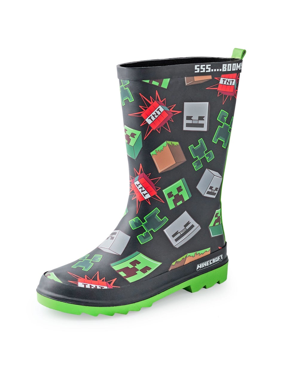 Minecraft Kids Black Character Icon Wellies (11 Younger - 3 Older)