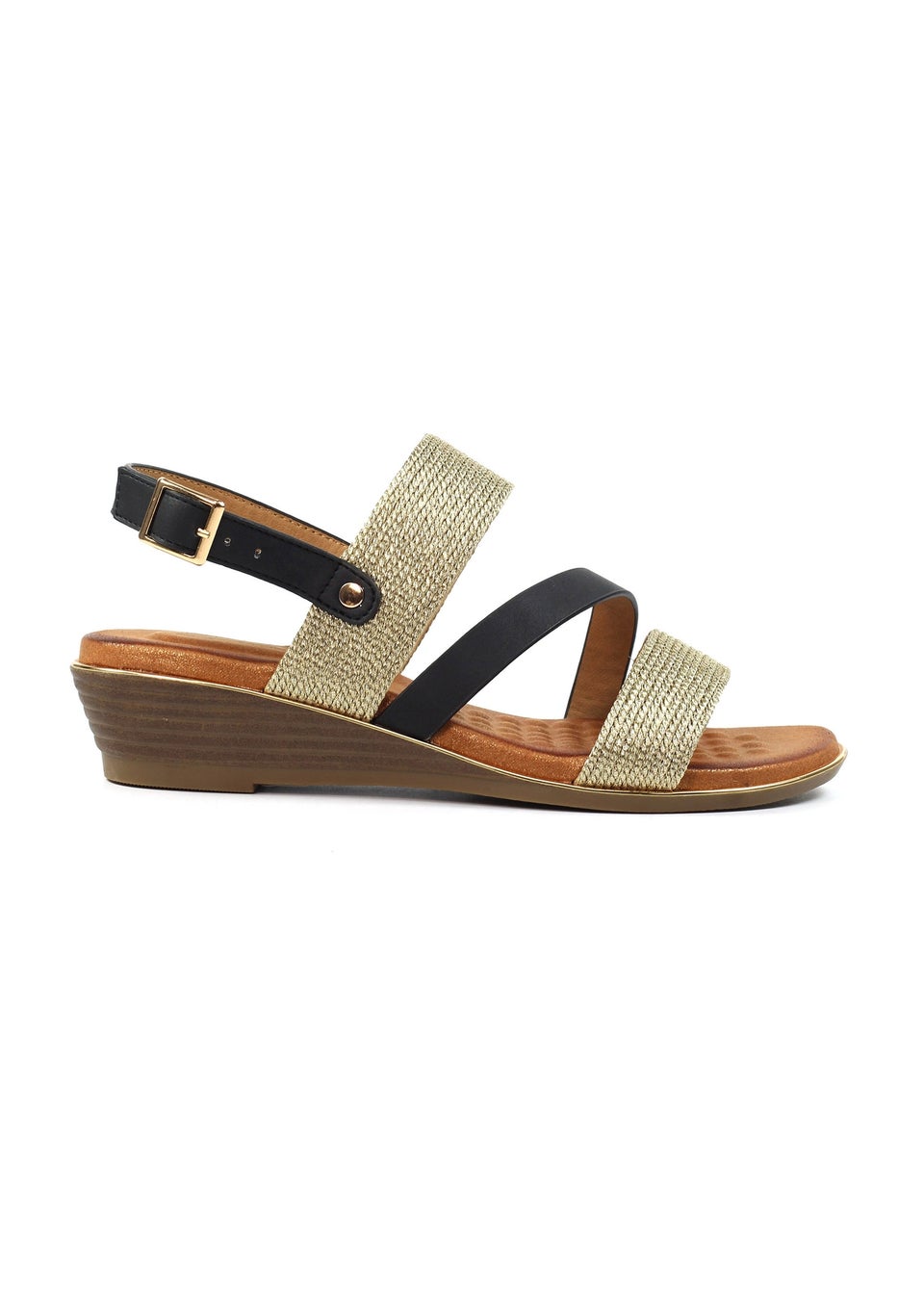 Lunar Black Pippa Wedge Sandal