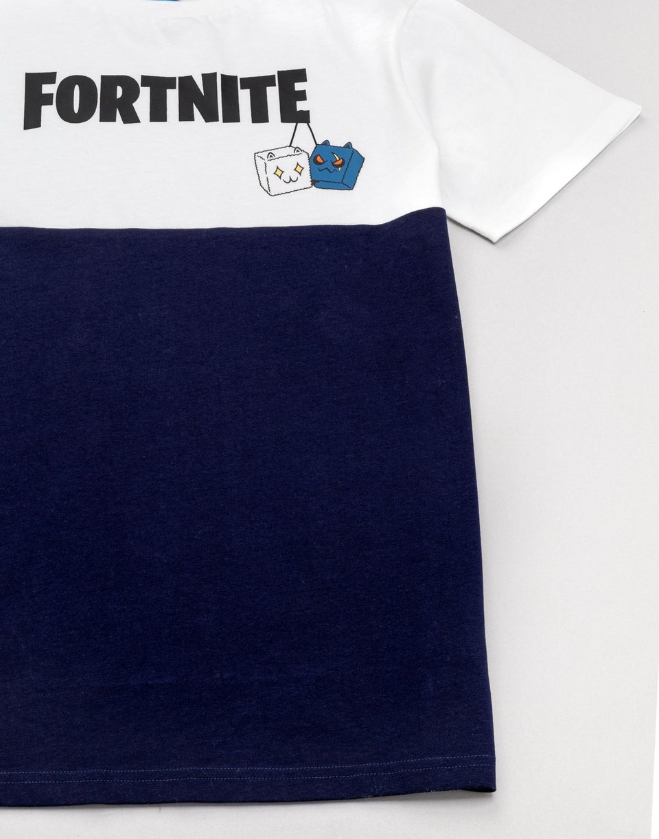 Fortnite Kids Colour Block Logo White T-Shirt (11-16 Yrs)