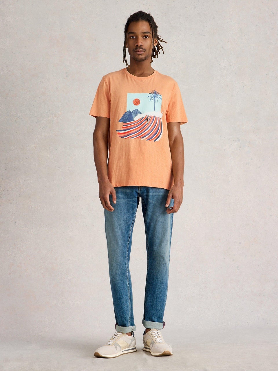 T-Shirt Abersoch mit Wellengrafik
