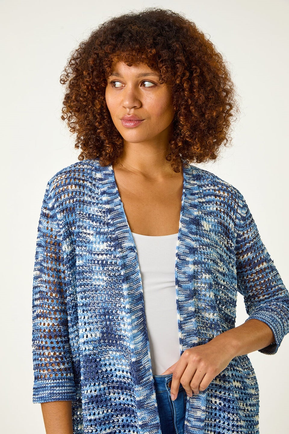 Roman Blue Space Dye Knit Cardigan