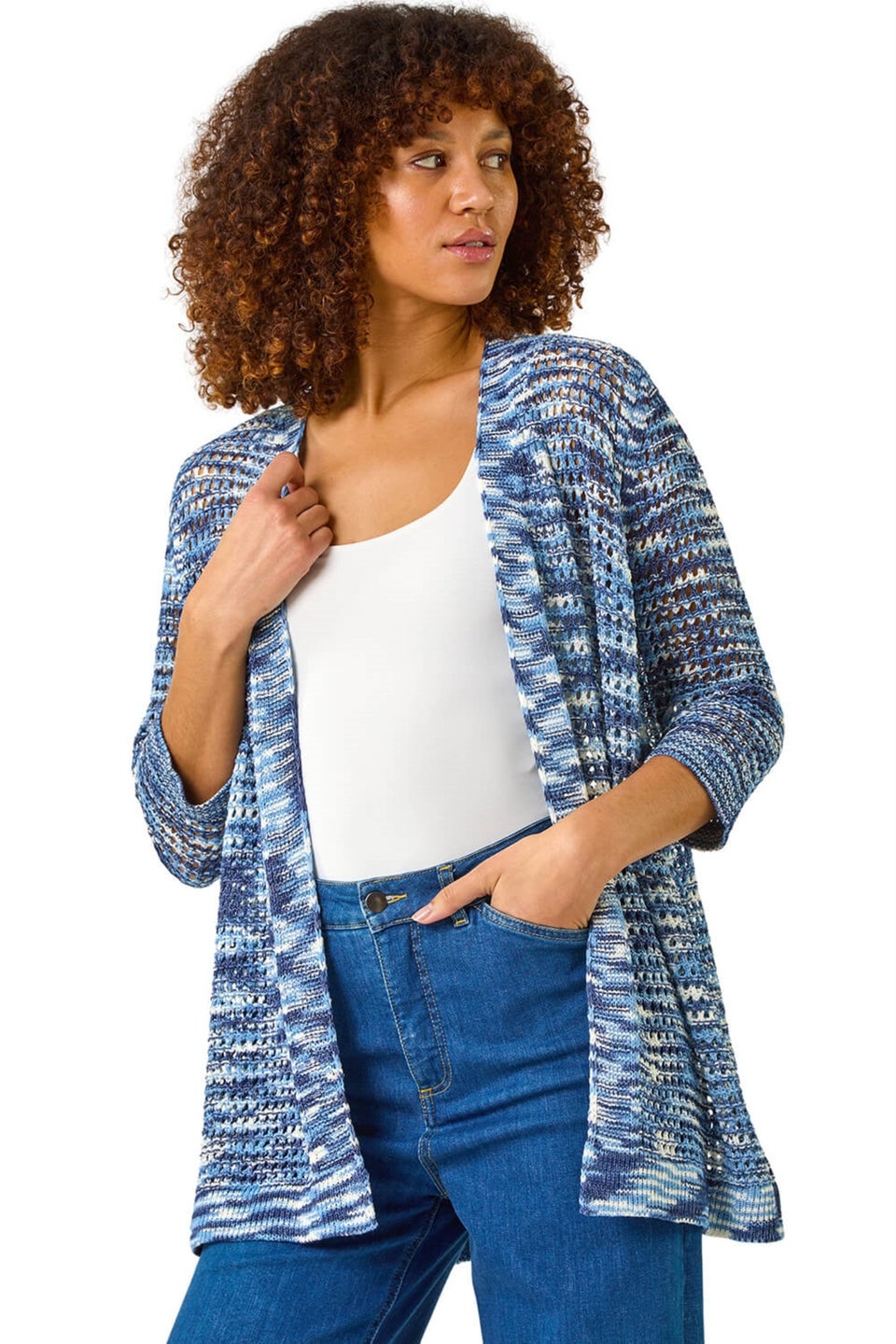 Roman Blue Space Dye Knit Cardigan