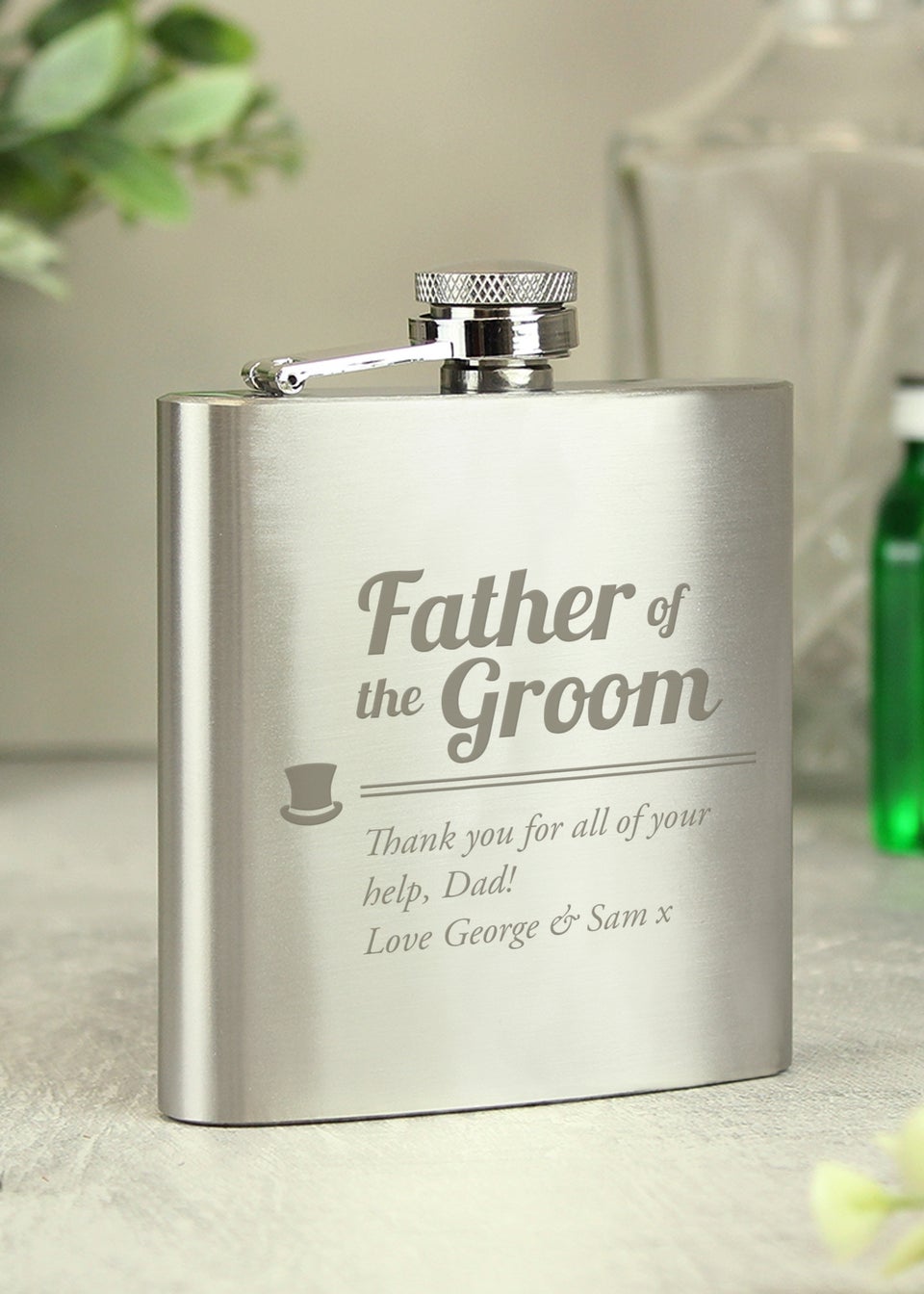 Personalised Father of the Groom Hip Flask