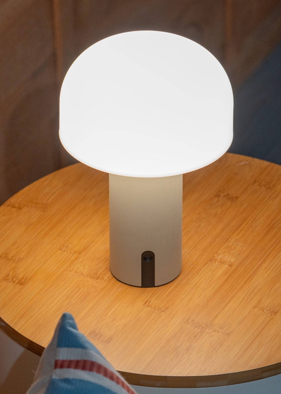 ValueLights Calhoun Natural IP44 LED Rechargeable Mushroom Table Lamp Light