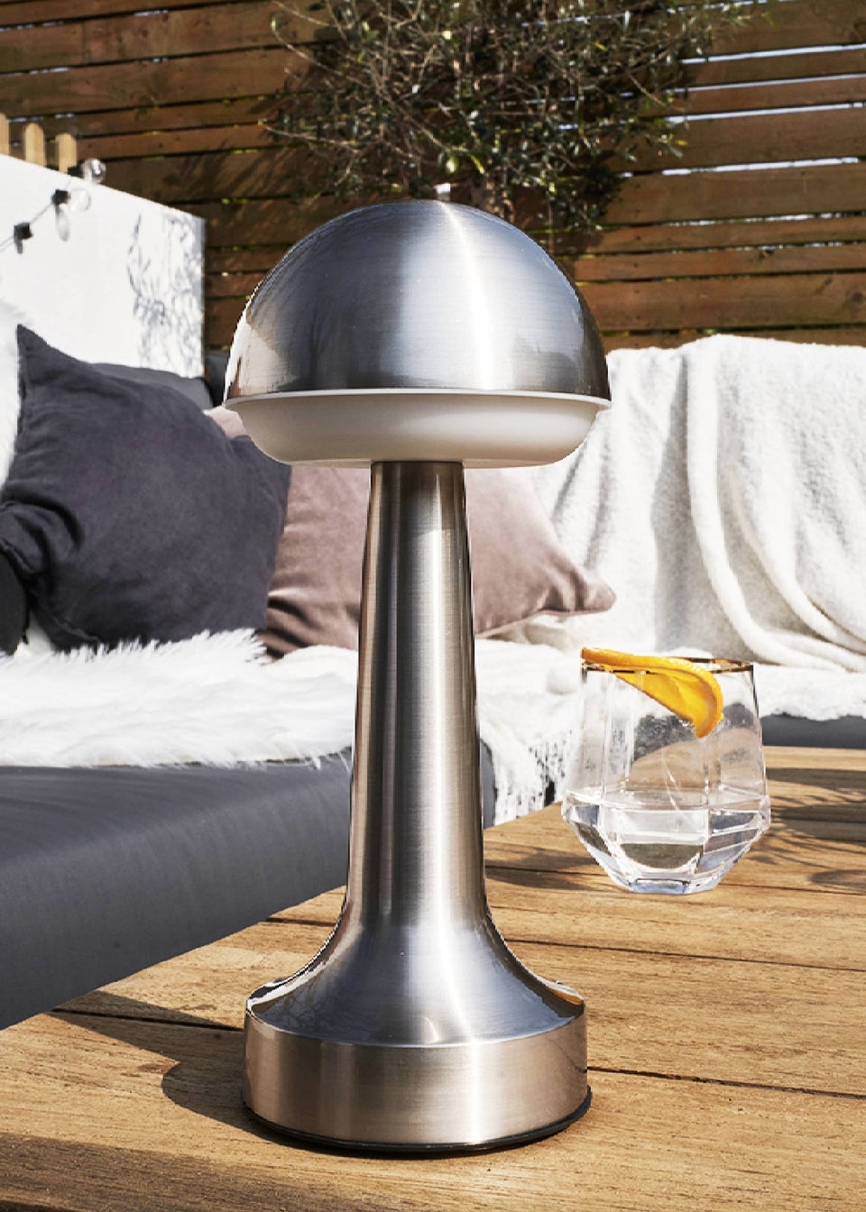 ValueLights Troy Brushed Chrome LED Rechargeable Dimmable Touch Table Lamp