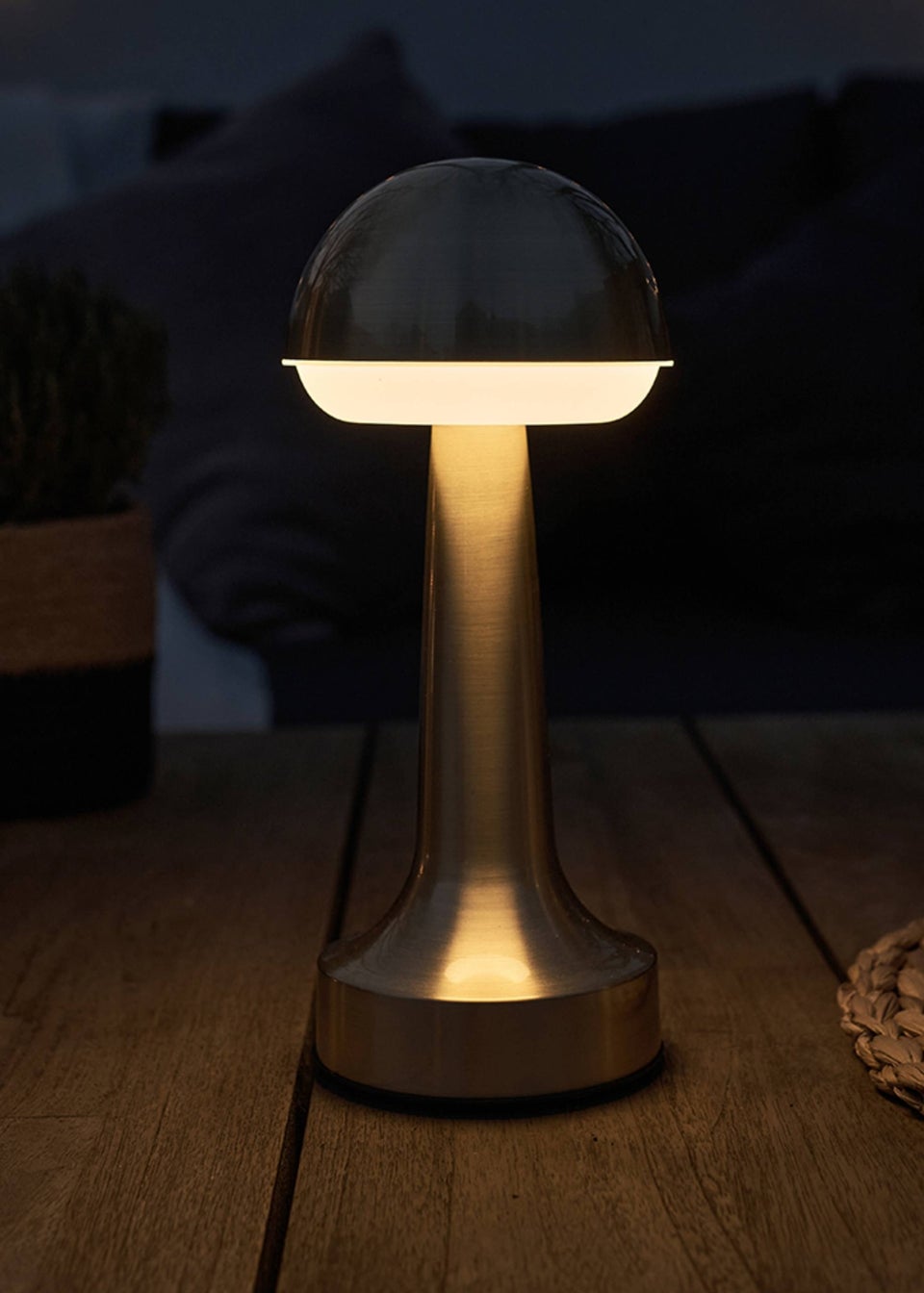 ValueLights Troy Antique Brass LED Rechargeable Dimmable Touch Table Lamp