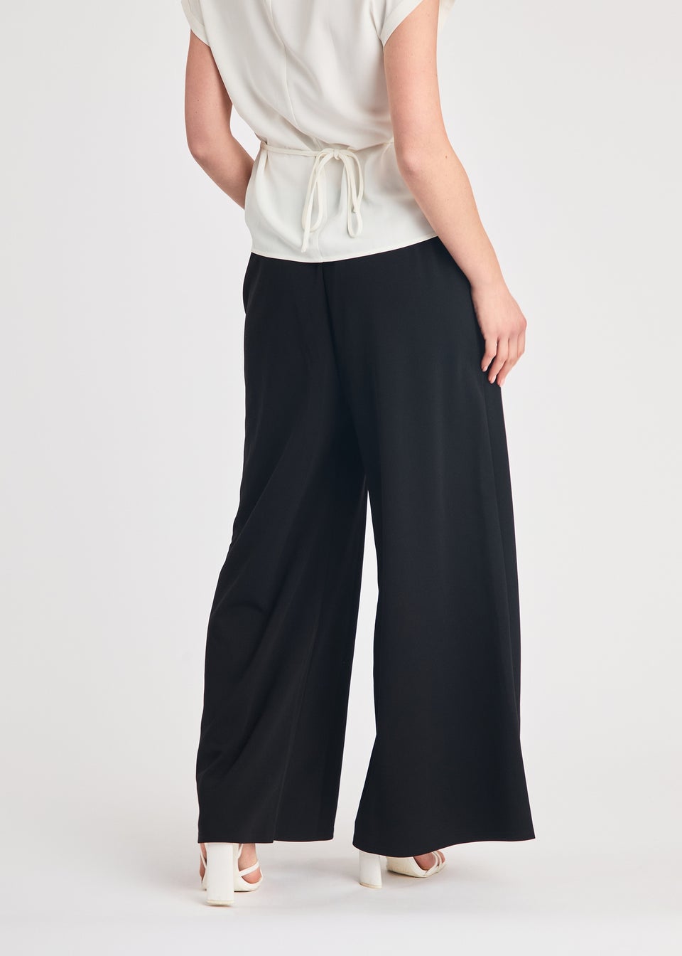 French Connection Black Wide Leg Crepe Trousers