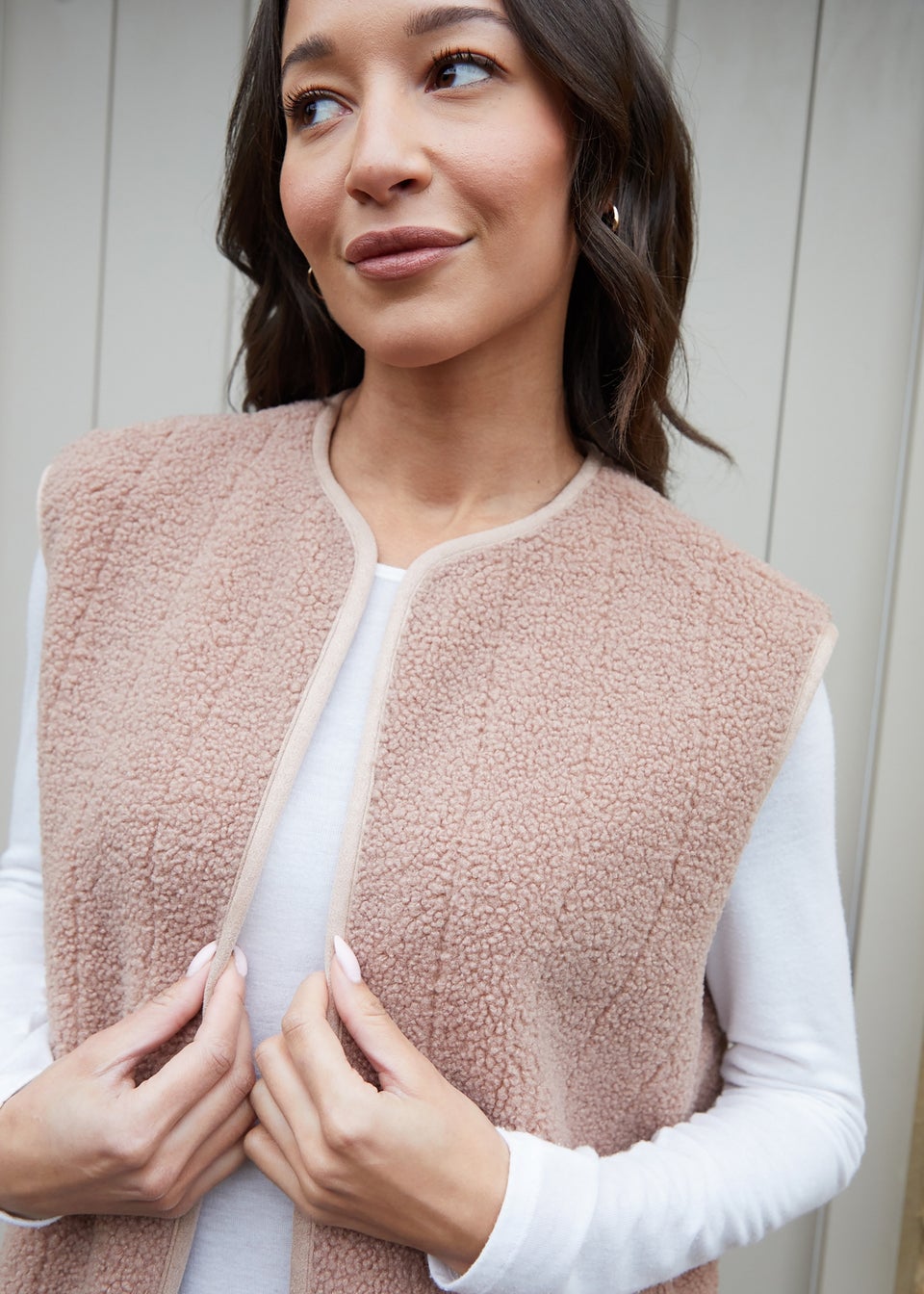 Threadbare Sand Fleece Borg Gilet