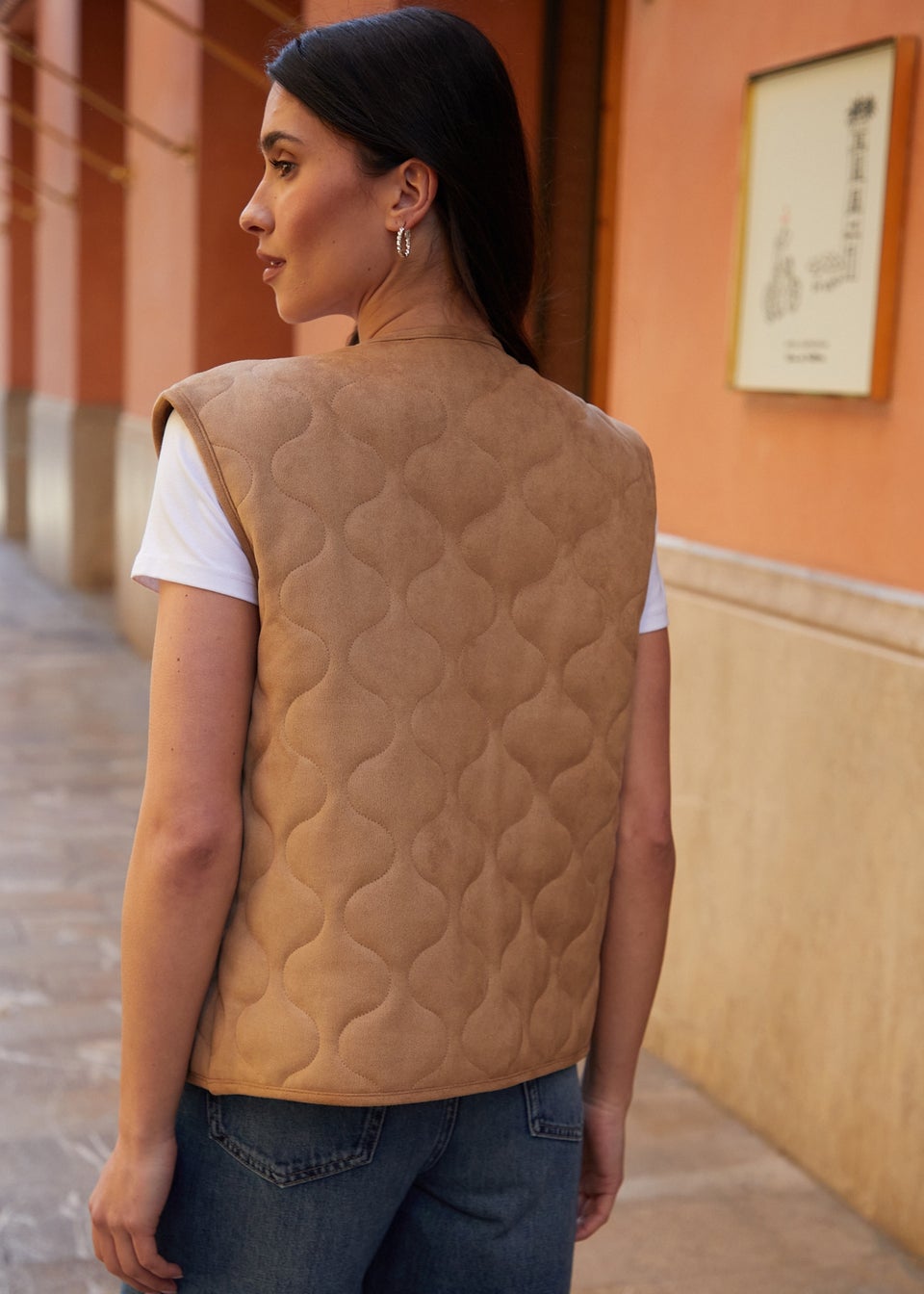 Threadbare Tan Onion Quilted Suedette Gilet