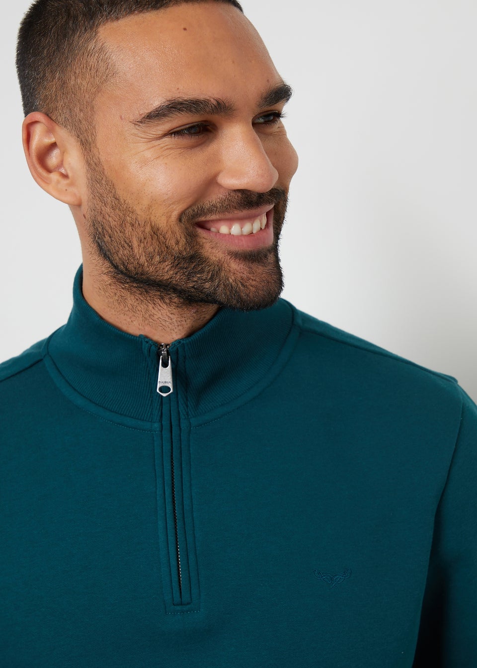 Threadbare Dark Green Mens Dark Teal Quarter Zip Sweatshirt