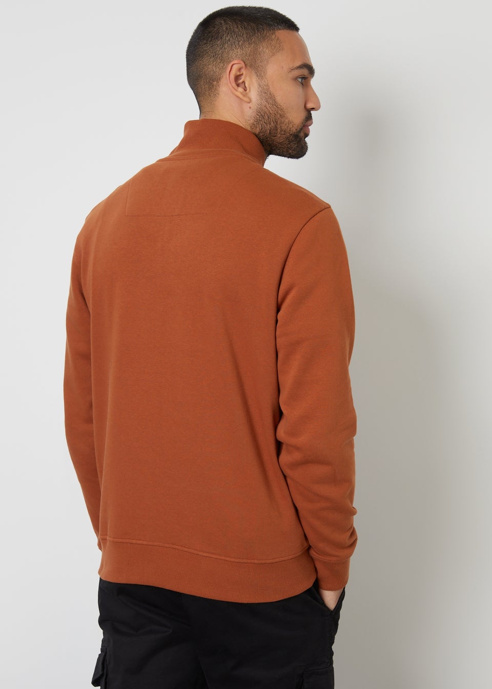 Threadbare Terracotta Mens Rust Quarter Zip Sweatshirt
