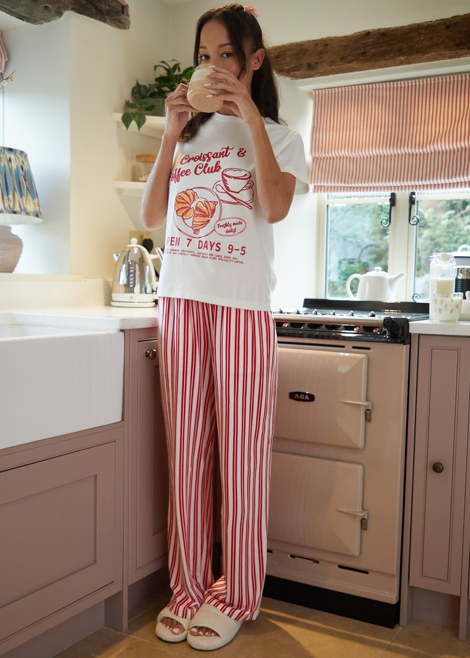 Threadbare Red Short Sleeve Graphic Print Pyjama Set