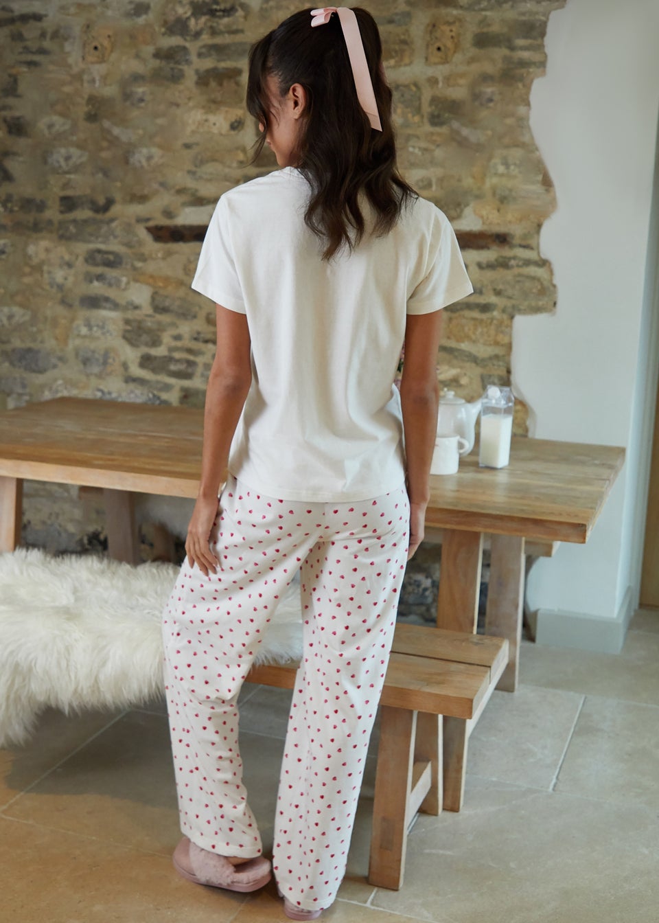 Threadbare White Short Sleeve Graphic Print Pyjama Set