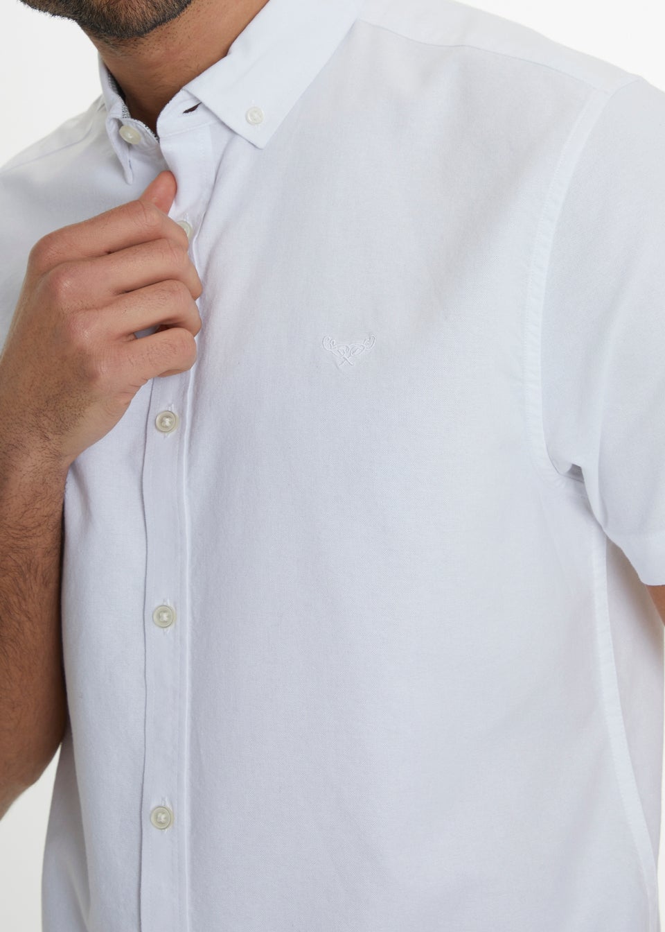 Threadbare White Oxford Cotton Slim Fit Short Sleeve Shirt