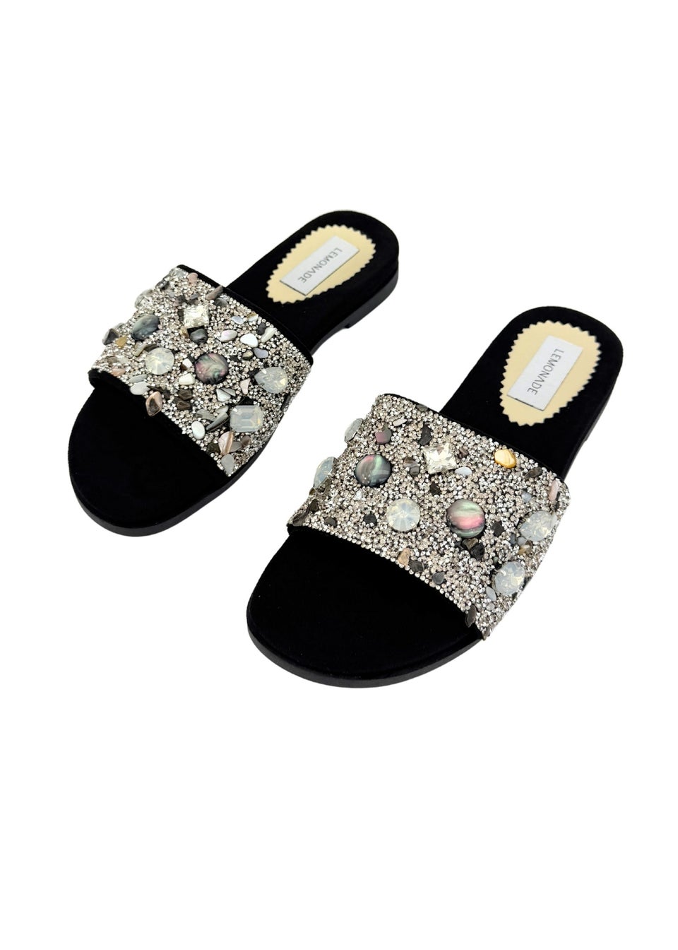Love Lemonade Black Sparkly Gem Sliders