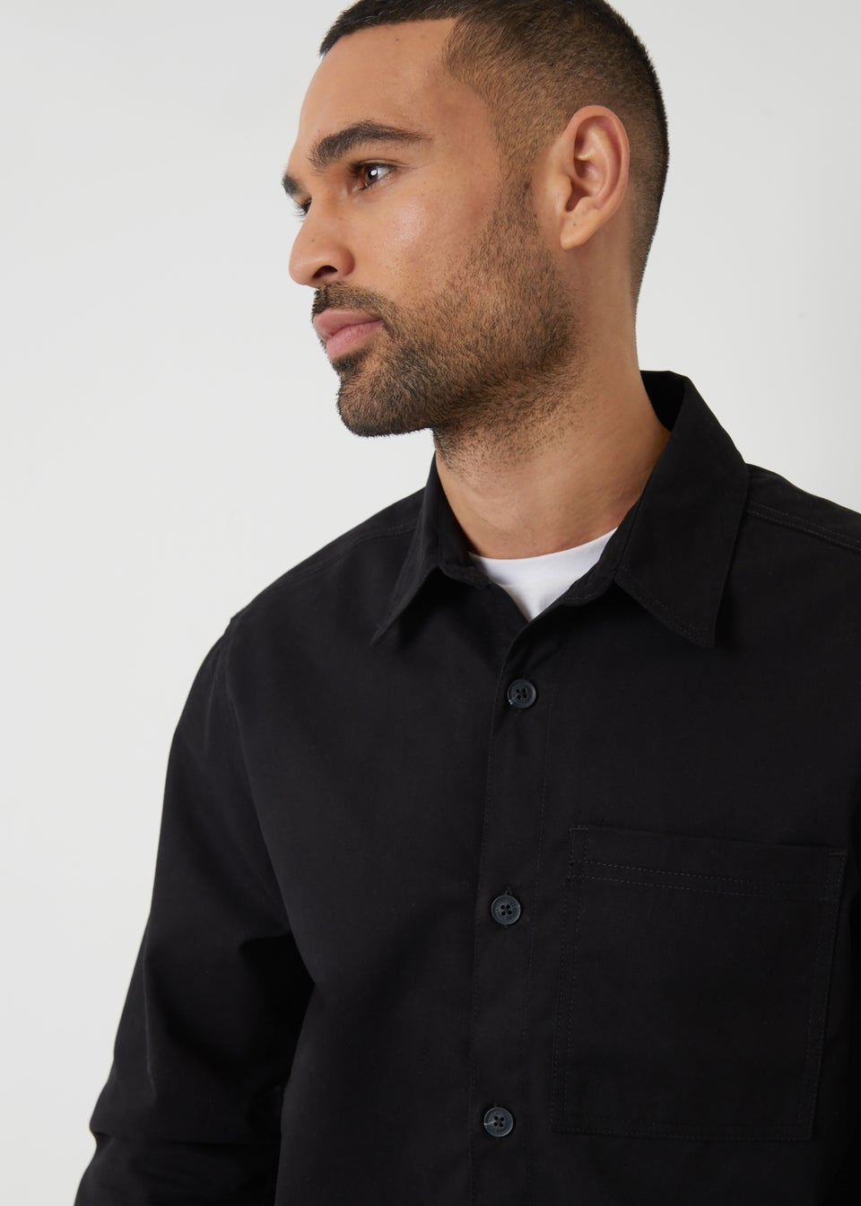 Threadbare Black Cotton Twill Shacket