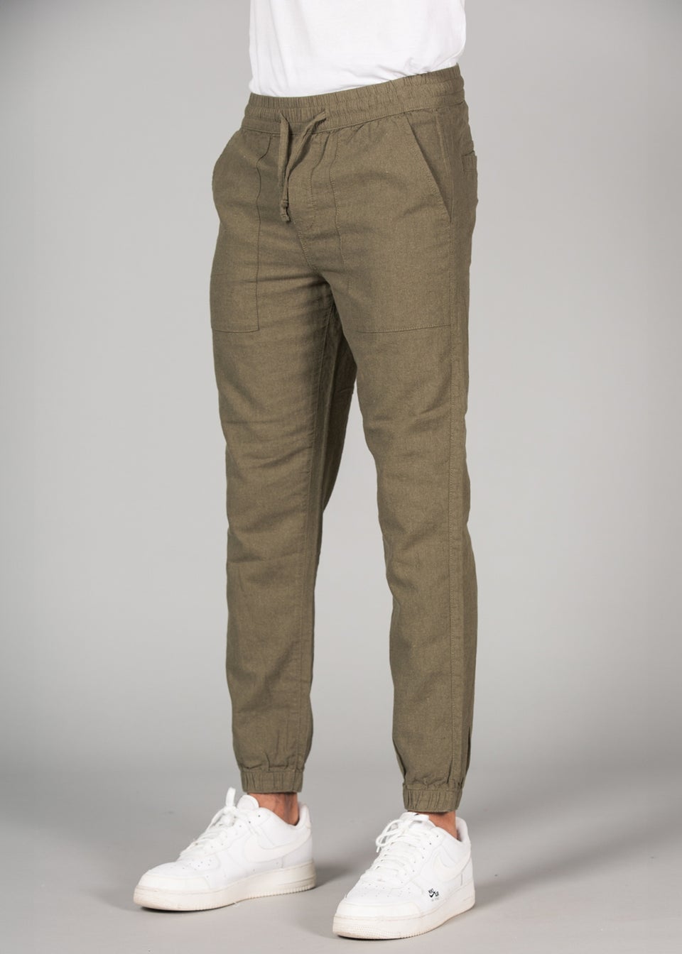 Tokyo Laundry Olive Linen Blend Classic Fit Trousers