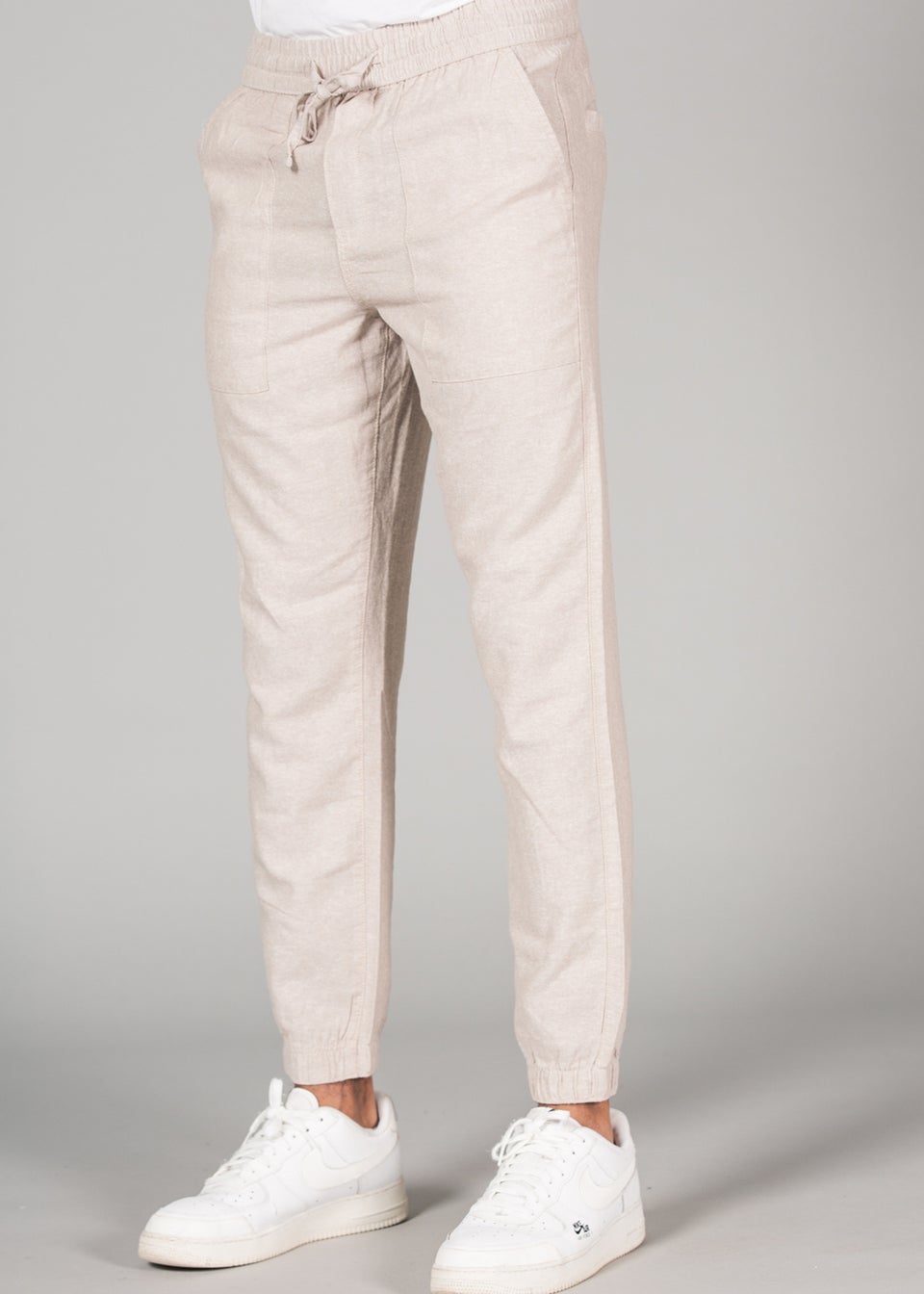 Tokyo Laundry Beige Linen Blend Classic Fit Trousers