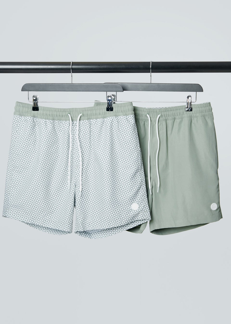 Threadbare Soft Green 2 Pack Geometric Print Swim Shorts