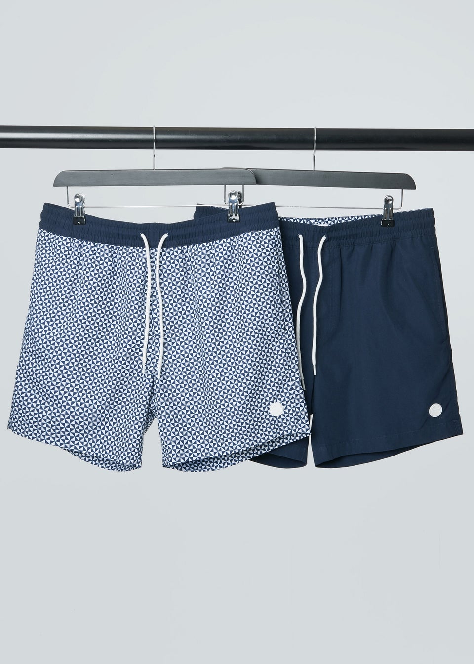Threadbare Navy 2 Pack Geometric Print Swim Shorts