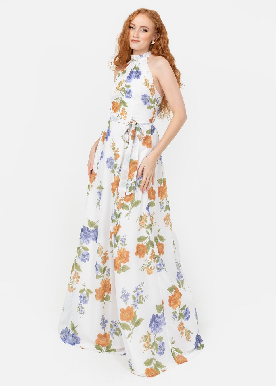 Anaya With Love Recycled Floral Self-Tie Halter Neck Maxi Dress