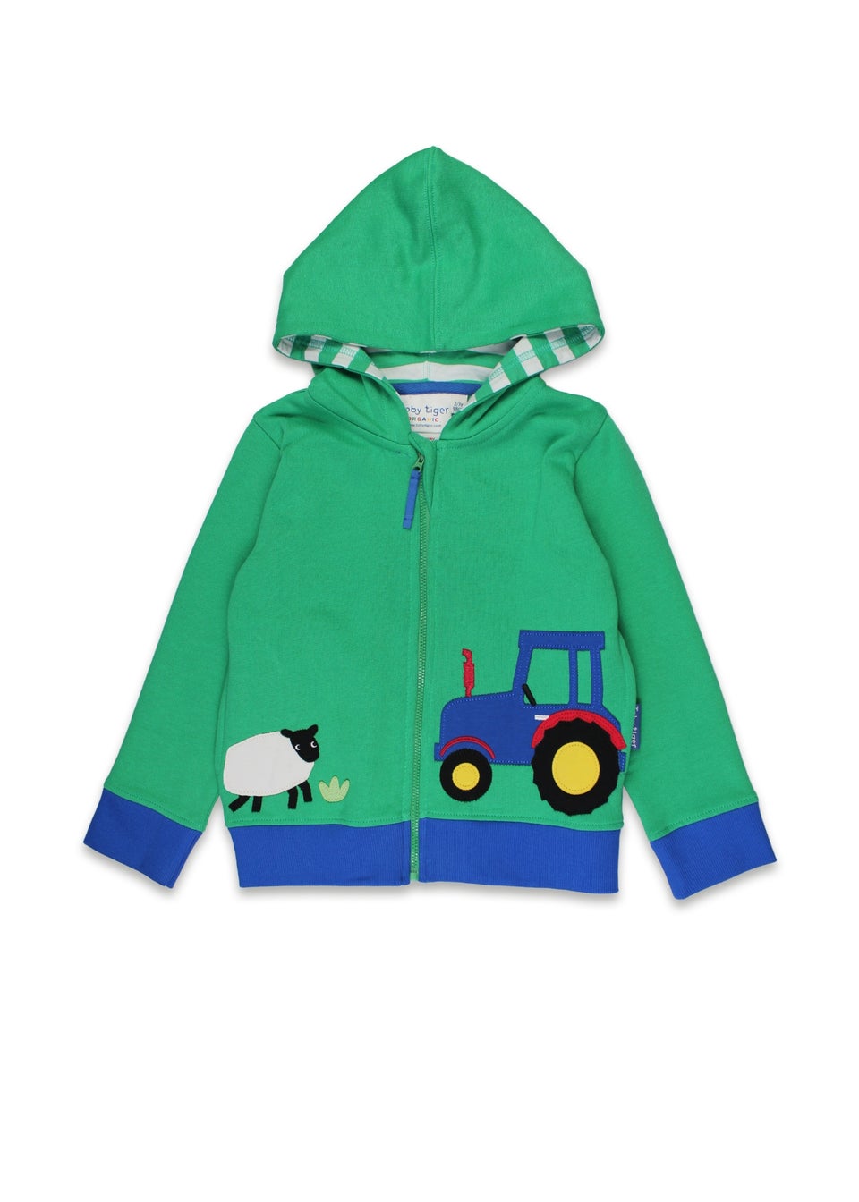 Toby Tiger Organic Green Farm Applique Hoodie (6 months - 6 years)