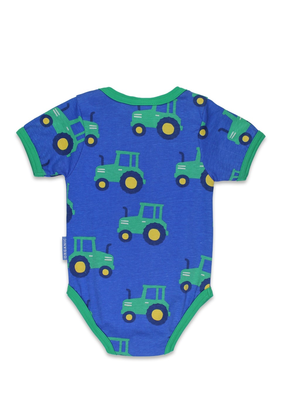 Toby Tiger Organic Blue Tractor Print Baby Body (Newborn - 12 months)