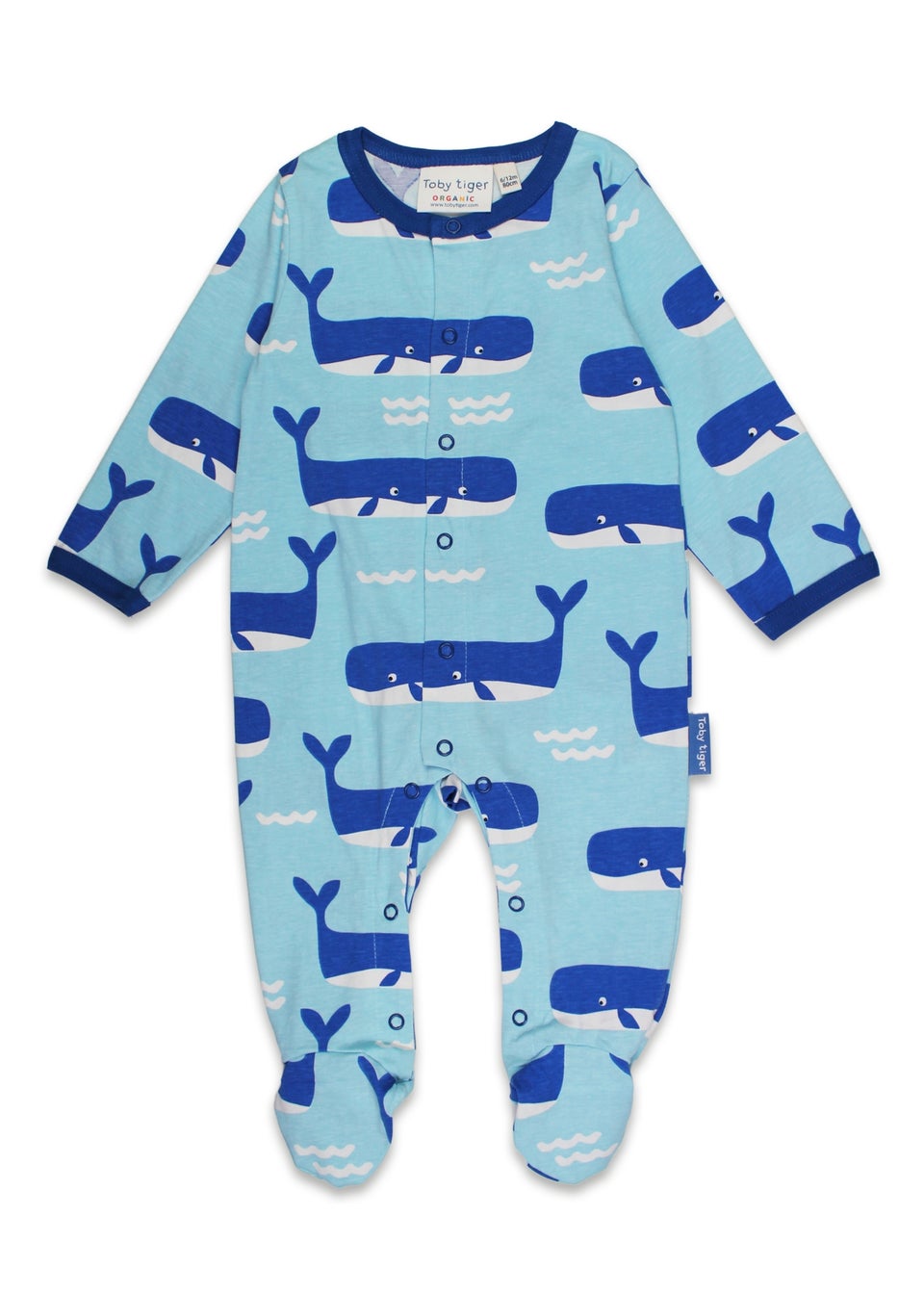 Toby Tiger Organic Blue Whale Waves Print Baby Gift Set (Newborn - 12 months)