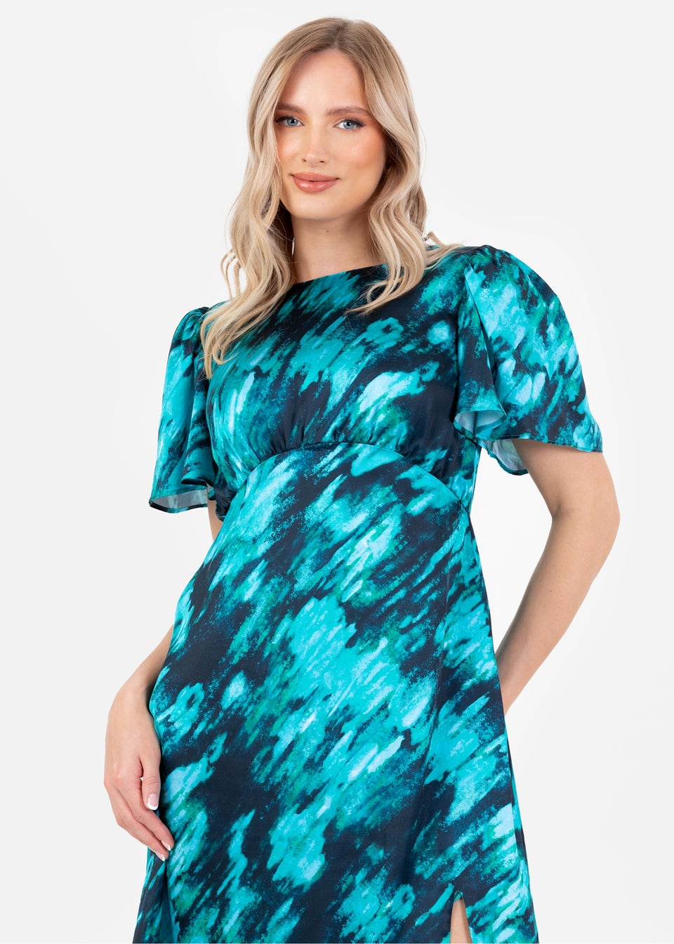 Lovedrobe Multi Marble Effect Short Sleeve Midi Dress