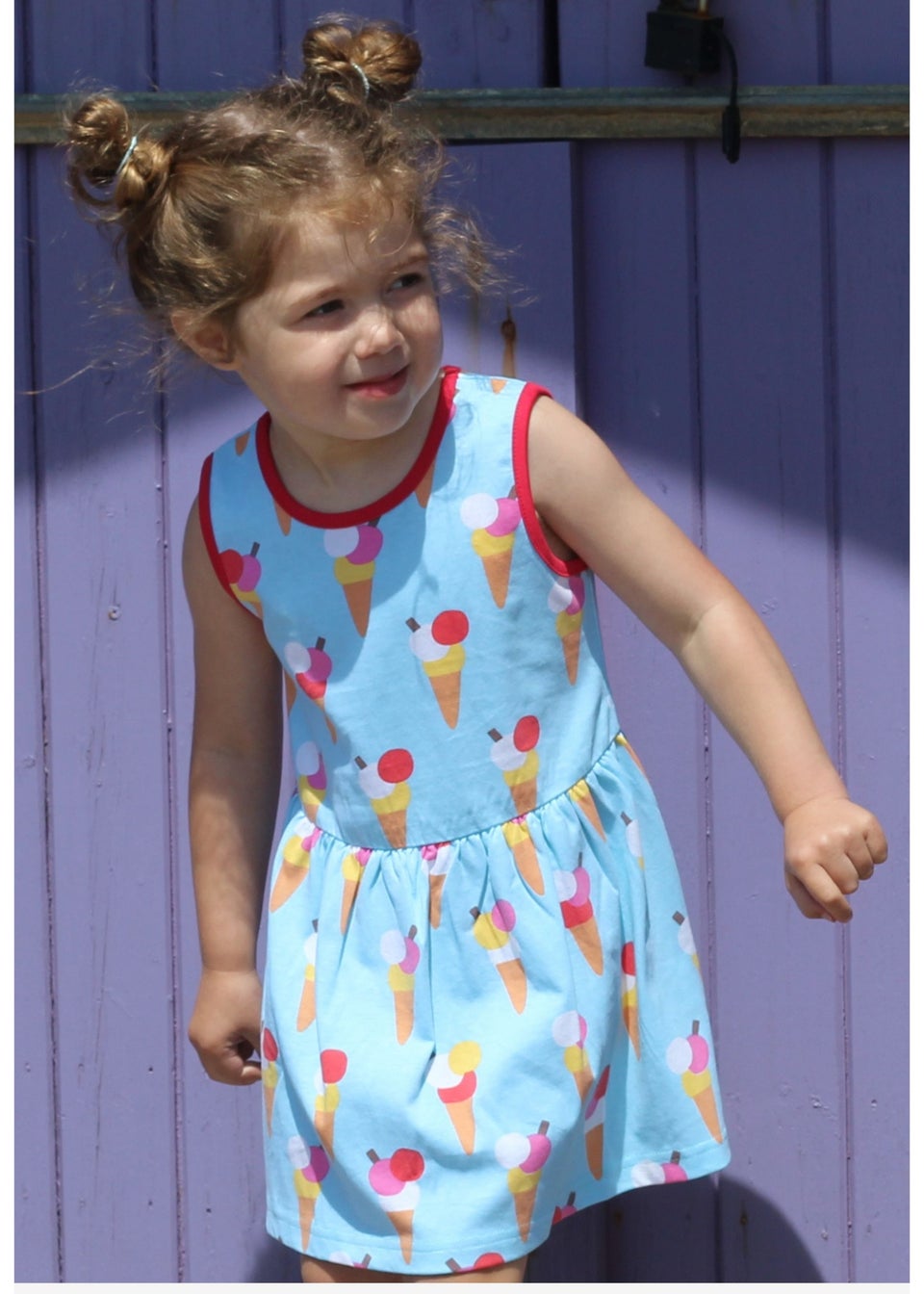 Toby Tiger Organic Blue Ice Cream Print Summer Dress (12 months - 8 years)