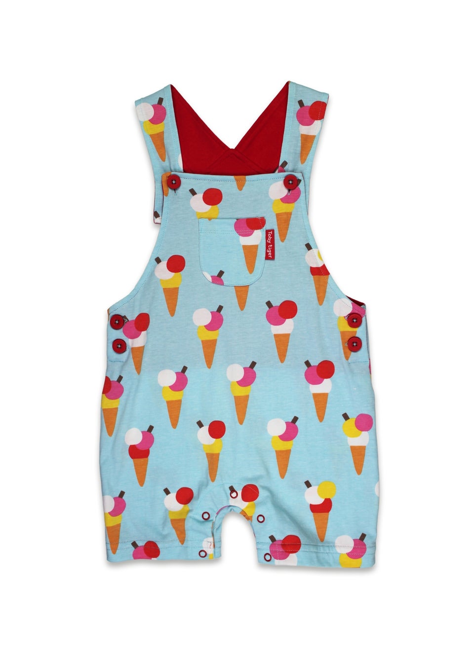 Toby Tiger Organic Blue Ice Cream Print Dungaree Shorts (3  months - 4 years)