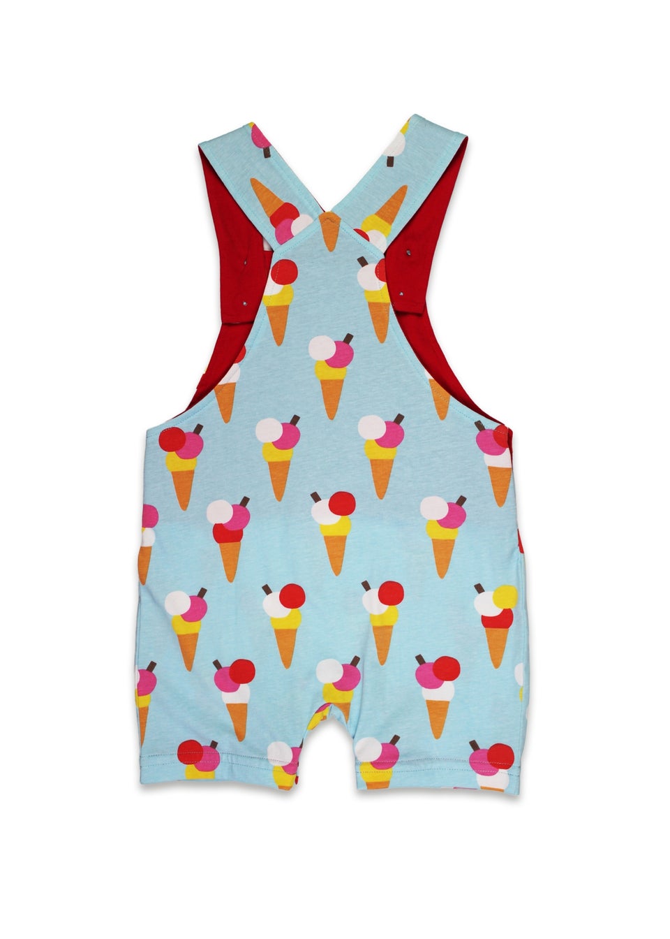 Toby Tiger Organic Blue Ice Cream Print Dungaree Shorts (3  months - 4 years)
