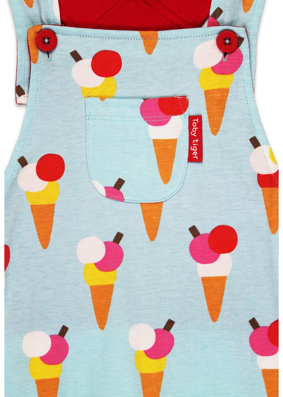 Toby Tiger Organic Blue Ice Cream Print Dungaree Shorts (3  months - 4 years)