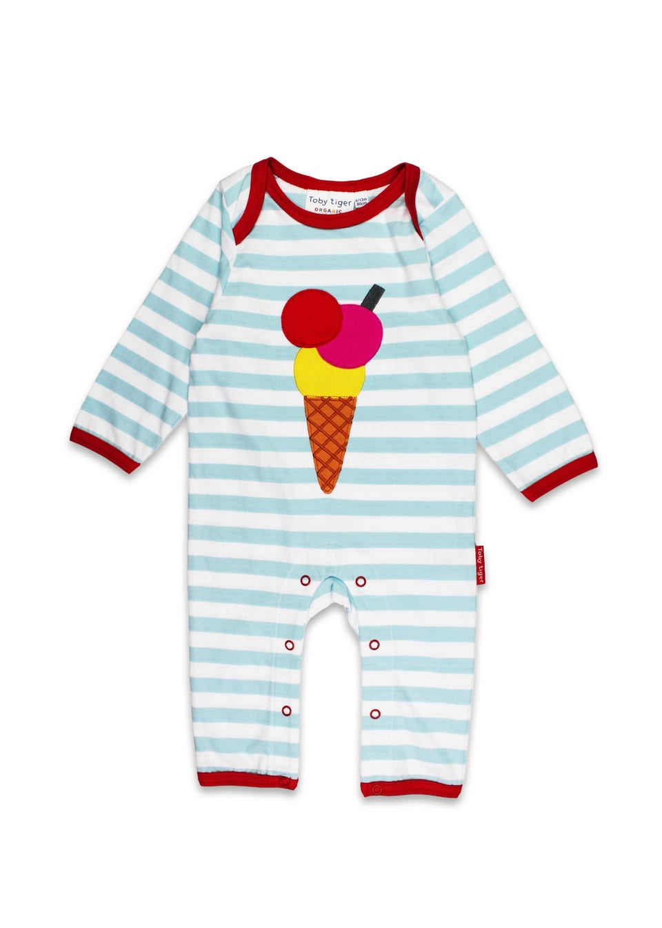 Toby Tiger Organic Blue Ice Cream Applique Sleepsuit (Newborn - 12 months)