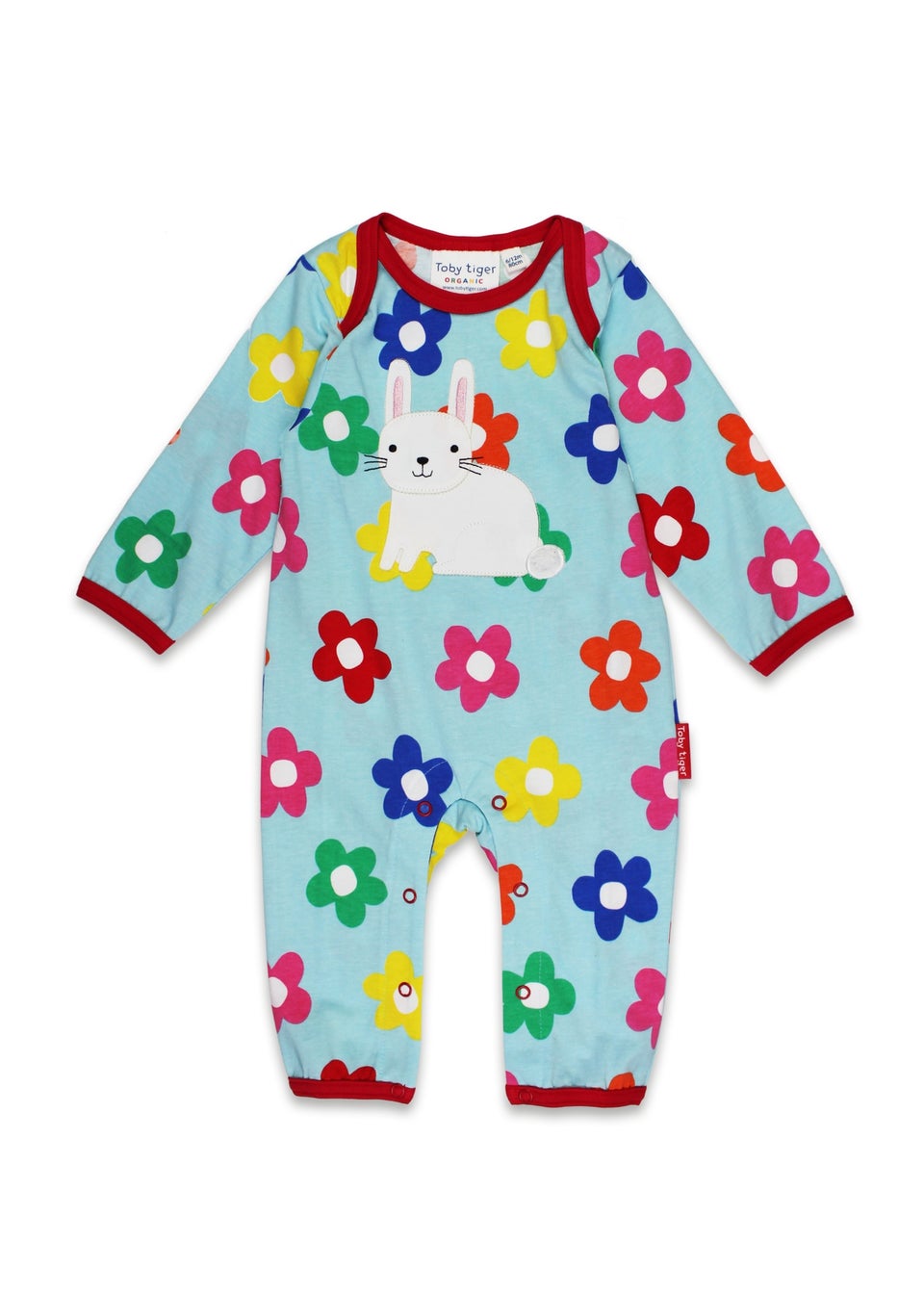 Toby Tiger Organic Blue Bunny Applique Sleepsuit (Newborn - 12 months)