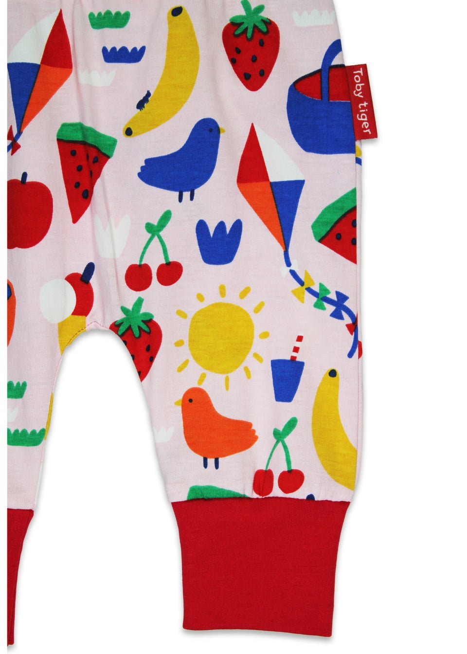 Toby Tiger Organic Pink Picnic Print Yoga Pants (Newborn - 3 years)