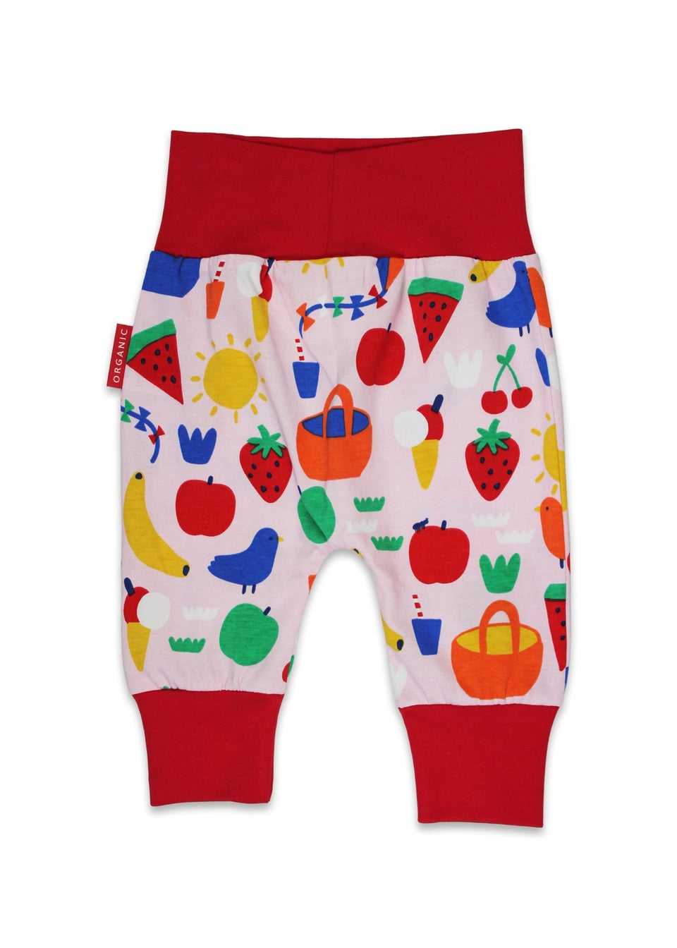 Toby Tiger Organic Pink Picnic Print Yoga Pants (Newborn - 3 years)