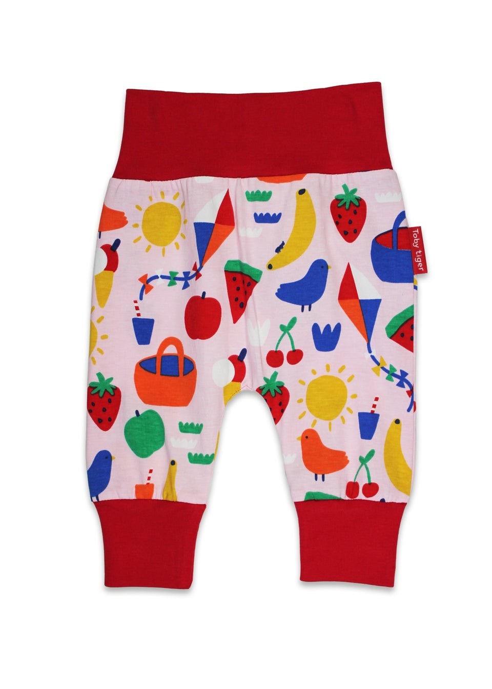 Toby Tiger Organic Pink Picnic Print Yoga Pants (Newborn - 3 years)