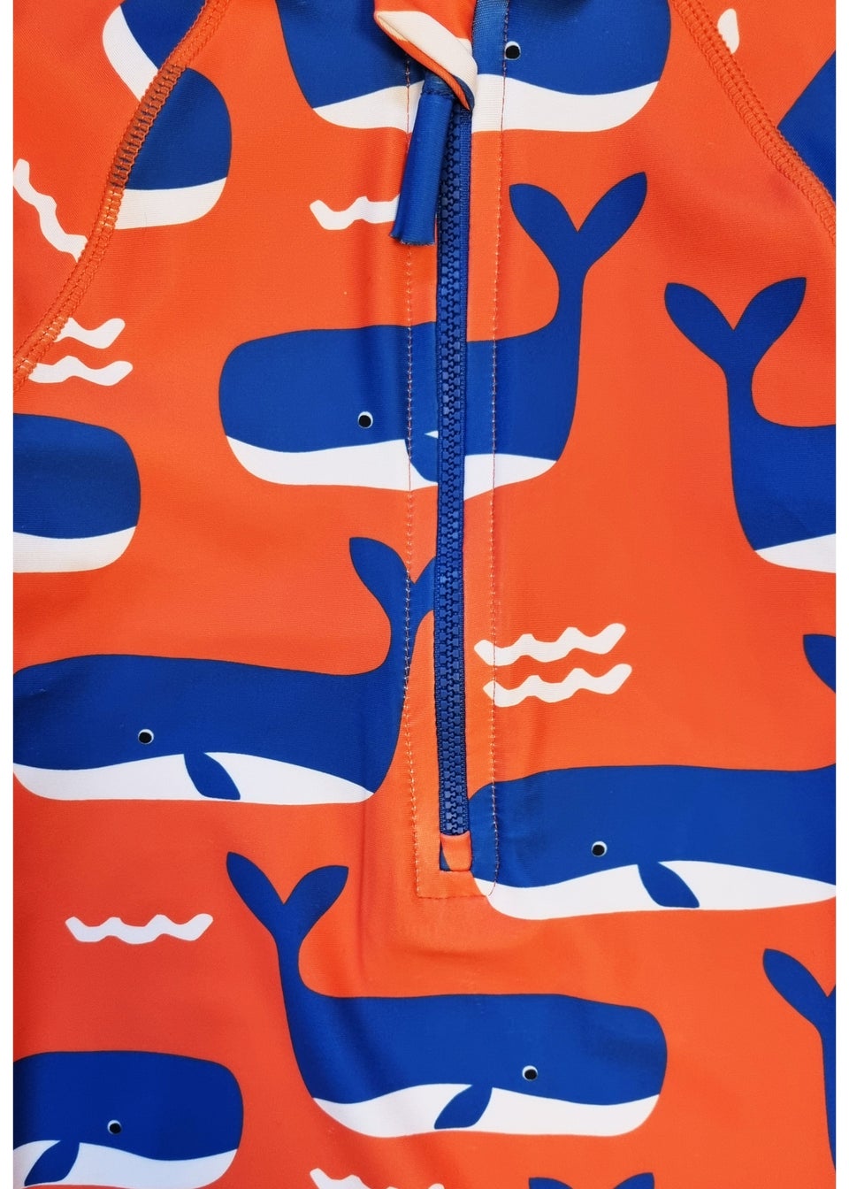 Toby Tiger Orange Whale Waves Print Baby Swimsuit (3  months - 24 months)