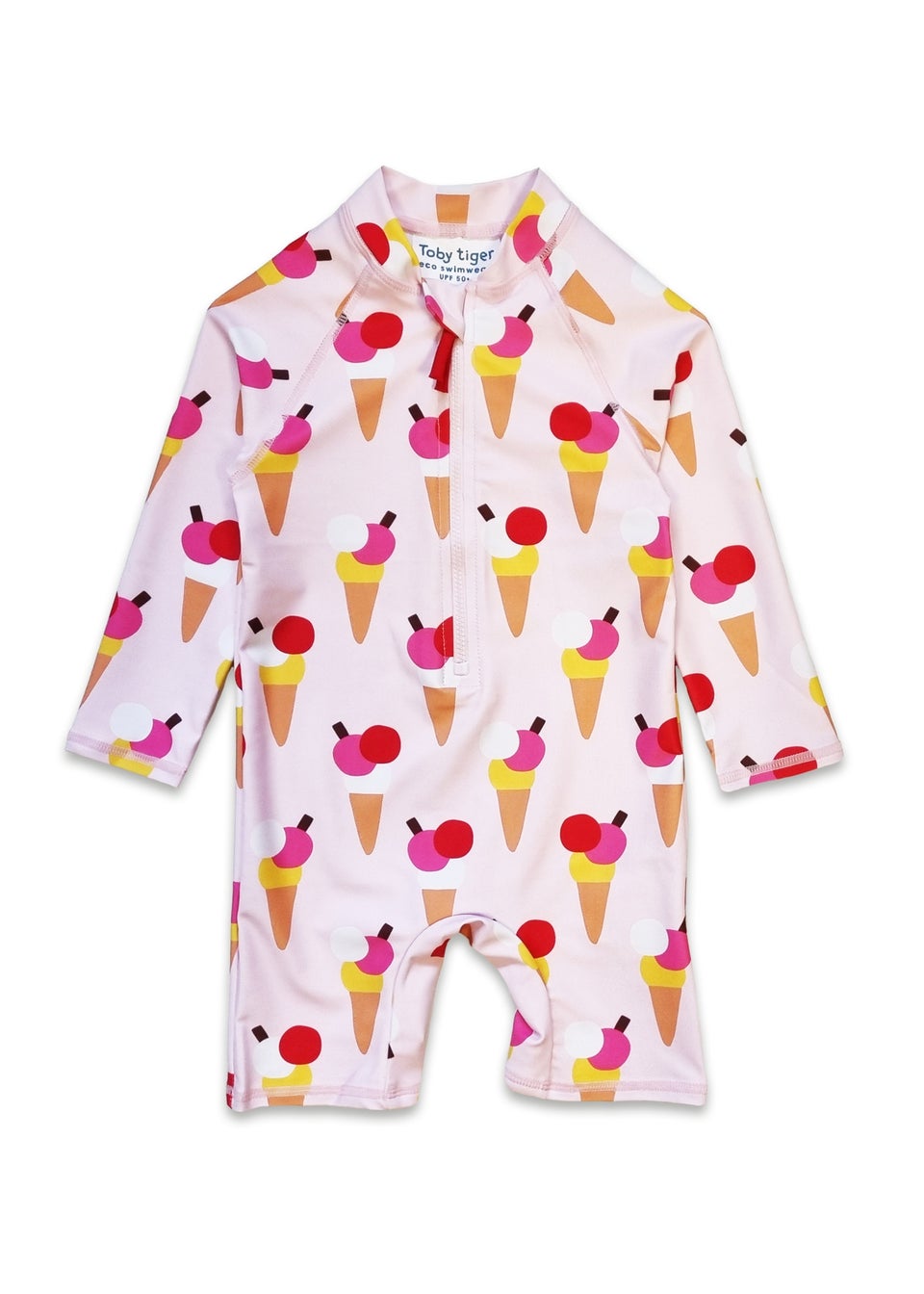 Toby Tiger Pink Ice Cream Print Baby Swimsuit (3  months - 24 months)
