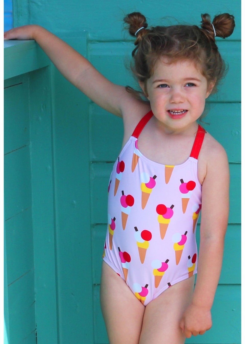 Toby Tiger Pink Ice Cream Print Kids Swimsuit (2 years - 8 years)