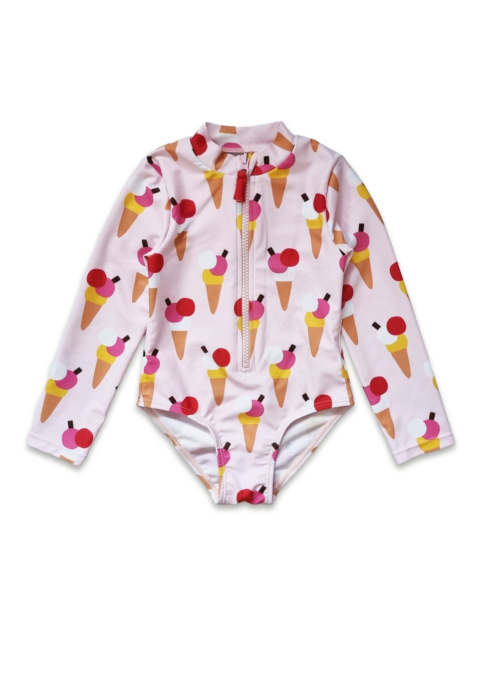 Toby Tiger Pink Ice Cream Print Kids Sleeved Swimsuit (2 years - 8 years)