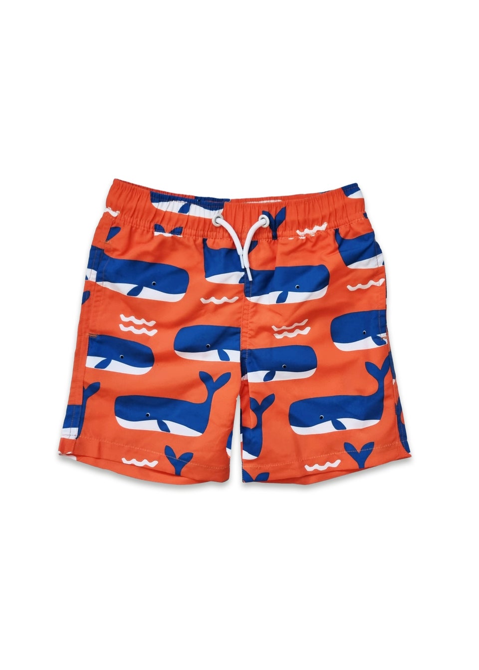Toby Tiger Orange Whale Waves Print Kids Swim Shorts (2 years - 8 years)